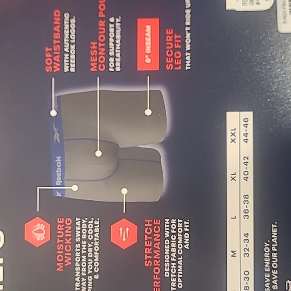 Reebok Black and Blue Performance Boxer Briefs Set Of Two New Medium - Picture 7 of 10